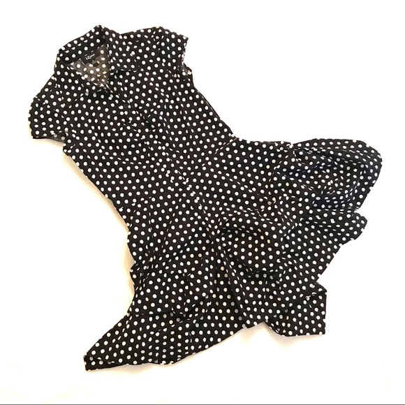 Black & White Polka Dot Pouf Bottom Layered Dress - Picture 1 of 5